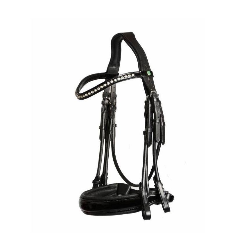 LJ Leathers Dressage Double Bridle Patent Round