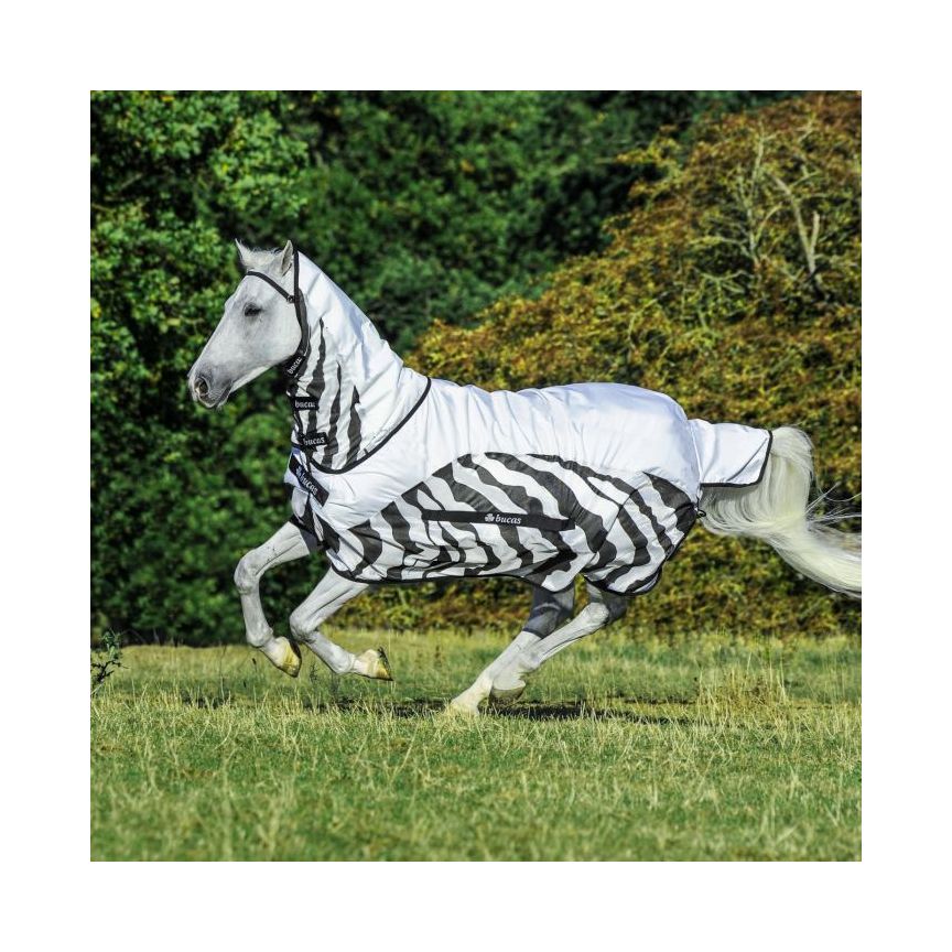Bucas Buzz Off Rain Zebra Fly Rug with Full Neck