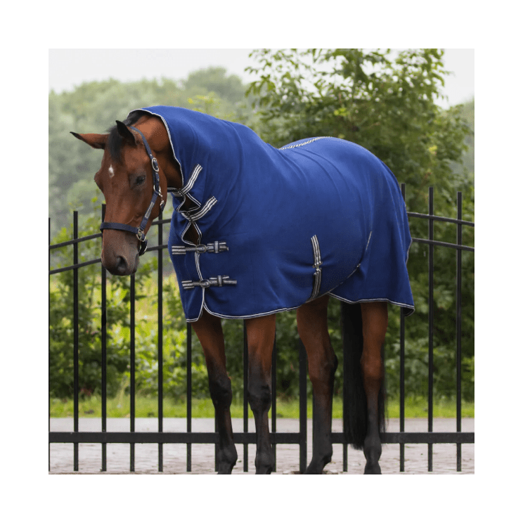 QHP Fleece Rug Basic With Neck Blue